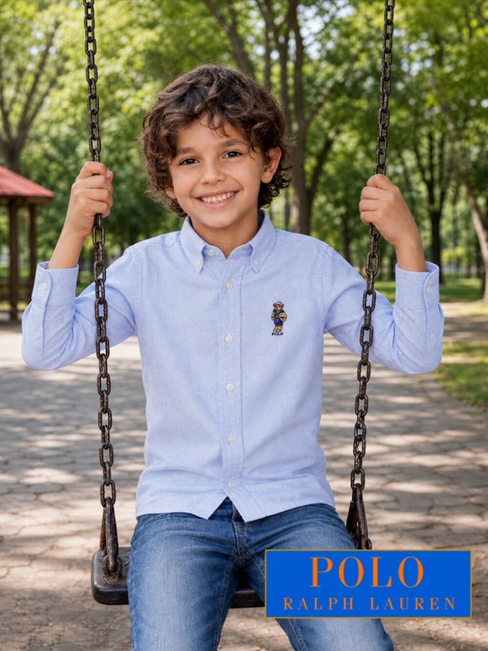 Boy's Polo Bear Cotton Oxford Shirt